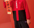 乔丹男女同款风衣儿童新年春节款夹克加绒长袖连帽外套 活力红150 实拍图