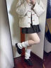冬雾Lolita针织日系加长jk小腿袜修饰腿型袜套腿套显瘦遮腿型JK堆堆袜 白色+黑色 均码 实拍图