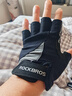 洛克兄弟骑行手套自行车半指手套夏季户外手套男女款短指骑车手套 舒适经典款-黑色 M 实拍图
