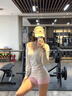 鹿亦萌大U领普拉提训练运动罩衫女遮屁股慵懒宽松蝙蝠袖长袖瑜伽服上衣 白麻灰 XL 实拍图