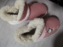 BAIHOU白猴PU皮面高帮棉拖鞋男女包跟家居情侣款毛绒保暖棉鞋 紫粉40-41 实拍图