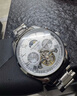 冠琴（GUANQIN）手表男机械表全自动镂空飞轮瑞士品质防水夜光皮带男士双日历手表 银色白面【明星代言】 实拍图