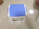 好尔塑料凳子客厅厨房加厚防滑休闲板凳叠摞高凳带提手大号蓝色 1个装 实拍图