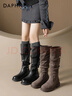 达芙妮美拉德堆堆长筒靴女款2025新款长靴高筒靴子骑士靴 黑色加绒 40 实拍图
