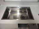 奈田（NTNO）厨房水槽大单槽洗菜盆一体盆304不锈钢加厚5.0压纹耐磨集渣洗碗槽 雅银集渣大单槽+三挡抽拉龙头 75*46cm【台控下水-加厚5.0】 实拍图