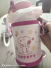 史努比（SNOOPY）儿童双饮保温杯吸管直饮316不锈钢大容量带杯套学生水壶580ML 粉 实拍图