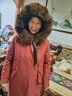雷公馆 派克服女皮草冬季新品中长款貂皮内胆可拆卸大衣狐狸毛领女装 红色 L 实拍图