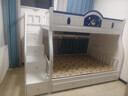 圣伯顿上下铺双层床实木儿童床姐弟互不打扰上下床高低床双人子母床 梯柜+书架+双抽+床垫 上130下150 实拍图