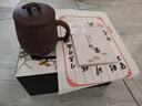 尊壶 紫砂杯茶杯手工茶具茶水分离水杯子商务办公倒把四件杯教师节礼 紫泥刻绘山水 实拍图