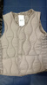 羽绒棉马甲女秋冬保暖背心修身短款v领加绒坎肩百搭内胆 卡其色（同色升级加绒款） 2XL 90斤-115斤 实拍图
