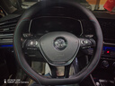 DEYAN汽车方向盘套四季通用夏季透气防滑吸汗超薄款真皮车用把套内饰品 大众宝来id3途岳凌度途昂高尔夫8 超薄【D形】双色线（不带车标） 实拍图