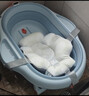 babycare婴儿洗澡盆坐浴盆洗澡神器感温可折叠游泳池浴盆+浴垫+浴网柔雾蓝 实拍图
