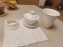 不拙白瓷三才盖碗敬茶碗陶瓷茶具带茶漏羊脂玉云初香雪盖碗三件套 实拍图