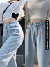 真维斯（Jeanswest）牛仔裤女2025秋季高腰阔腿裤垂感时尚宽松女士长裤子女浅蓝色L 实拍图