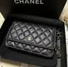 香奈儿（CHANEL）女包 CHANEL WOC金扣颗粒压花菱格纹小牛皮羊皮链条包 斜挎发财包 AP0250 Y01864 C3906 19.2X12.3X3厘米 实拍图