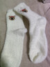 卡通小狗加绒保暖短袜秋冬款中筒袜子女冬加厚澳绒袜女士长袜 乳白色 小猫 1双 均码 实拍图