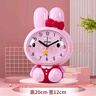 曲彤恐龙学生小闹钟起床神器音乐儿童男孩女孩时钟表专用桌面卡通静音 粉红兔子 6英寸 实拍图