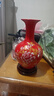 傲世景德镇陶瓷器中式红色花瓶工艺品客厅摆件办公室博古架装饰品礼物 中国红牡丹赏瓶+底座 实拍图