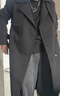 艾梵斯贝秋冬韩版高档风衣男长款潮流宽松过膝日系双排扣外套加厚夹棉大衣 黑色加棉 M（120-135斤） 实拍图
