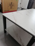 修乐（XIULE）茶几客厅家用茶桌钢化玻璃茶台仿岩板大理石茶几轻奢感小桌子 【加粗钢架】白纹理+黑架140cm 实拍图
