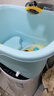 奔麦婴儿洗澡盆儿童洗澡桶圆形宝宝泡澡桶浴桶可坐加厚塑料沐浴盆家用 加大号(0-6岁适用)【感温款】蓝 实拍图