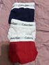 Calvin Klein内衣男士三条装简约提花腰边ck舒适顺滑棉质微弹贴身三角内裤男 I03-月光白/枫叶红/海涛蓝 3条 L 实拍图