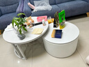 洋意悦奶油风岩板茶几客厅家用小户型简约现代小茶几轻奢网红圆形茶几桌 【60白岩+80纯白岩板】白架白柜 实拍图