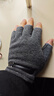 南极人半指手套男士冬季保暖开车加绒防风半截露指手套男N2E8X88571 灰 实拍图