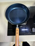 臻三环章丘手工铁锅平底煎锅烤肉煎锅无涂层不易粘锅小平底锅辅食厨具 烤蓝木把 28cm 实拍图