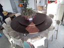 马特维餐桌折叠圆桌4-6人家用8-10人可移动饭桌大圆桌小户型带转盘桌子 1.8米黑胡桃色+转盘【12-14人】 实拍图