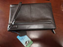 萨奇袋鼠（SAQIDAISHU）男士手拿包真皮大容量手抓包头层牛皮信封包商务夹包休闲软皮手包 棕色大号【头层牛皮】 实拍图