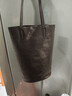裘真情人节礼物慵懒遇水桶包女腋下单肩包复古通勤包头层植鞣牛皮包包 咖啡色-中号 实拍图