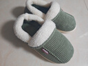 牧童儿童棉拖鞋男冬加绒保暖家居鞋室内软底亲子包跟棉鞋女 艾叶绿250 实拍图