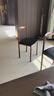 餐椅现代简约网红牛角椅餐厅咖啡厅餐桌椅子北欧轻奢靠背凳子卧室  （黑咖色软皮）田园胡桃铁架 实拍图