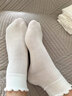 莫代尔白色袜子女100%纯棉春夏花边百搭短袜女月子棉袜运动船袜女 实拍图