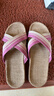 回力家居亚麻拖鞋男女款休闲吸汗干爽舒适耐磨地板拖HL2187粉37-38 实拍图