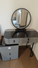 寻槐梳妆台卧室主卧新款迷你化妆桌收纳柜一体现代简约轻奢小户型 灰黑80cm+智能柜+圆镜+小花椅 实拍图
