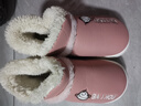 BAIHOU白猴PU皮面高帮棉拖鞋男女包跟家居情侣款毛绒保暖棉鞋 紫粉40-41 实拍图