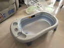 十月结晶婴儿洗澡盆新生儿大号可折叠宝宝浴盆蓝色浴架2件套 实拍图
