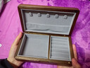梵瀚实木首饰收纳盒便携手饰品收纳盒新婚礼物小型精致黄金收纳盒 便携简约 无锁 灰绒布 黑胡桃木 实拍图