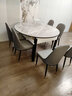 上林春天 岩板餐桌 实木餐桌椅组合现代简约伸缩折叠圆桌吃饭桌子餐厅家具 意大利灰-黑白框架【轻奢皮椅】 1.35m 一桌六椅 实拍图