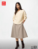 优衣库女装绒面针织喇叭中裙/半身裙裙子481434 31 米色 M /160/68A 实拍图