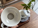 不拙羊脂玉瓷盖碗三件套公道杯茶漏茶具描金青花缠枝莲盖碗公杯过滤组 实拍图