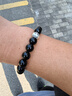 普陀山黑曜石手串足银饰六字箴言五行补水男士手串转运珠护身生日礼物 实拍图