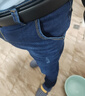 真维斯（Jeanswest）牛仔裤男2025秋冬柔软棉弹修身小脚裤潮流时尚印花男长裤中蓝36 实拍图