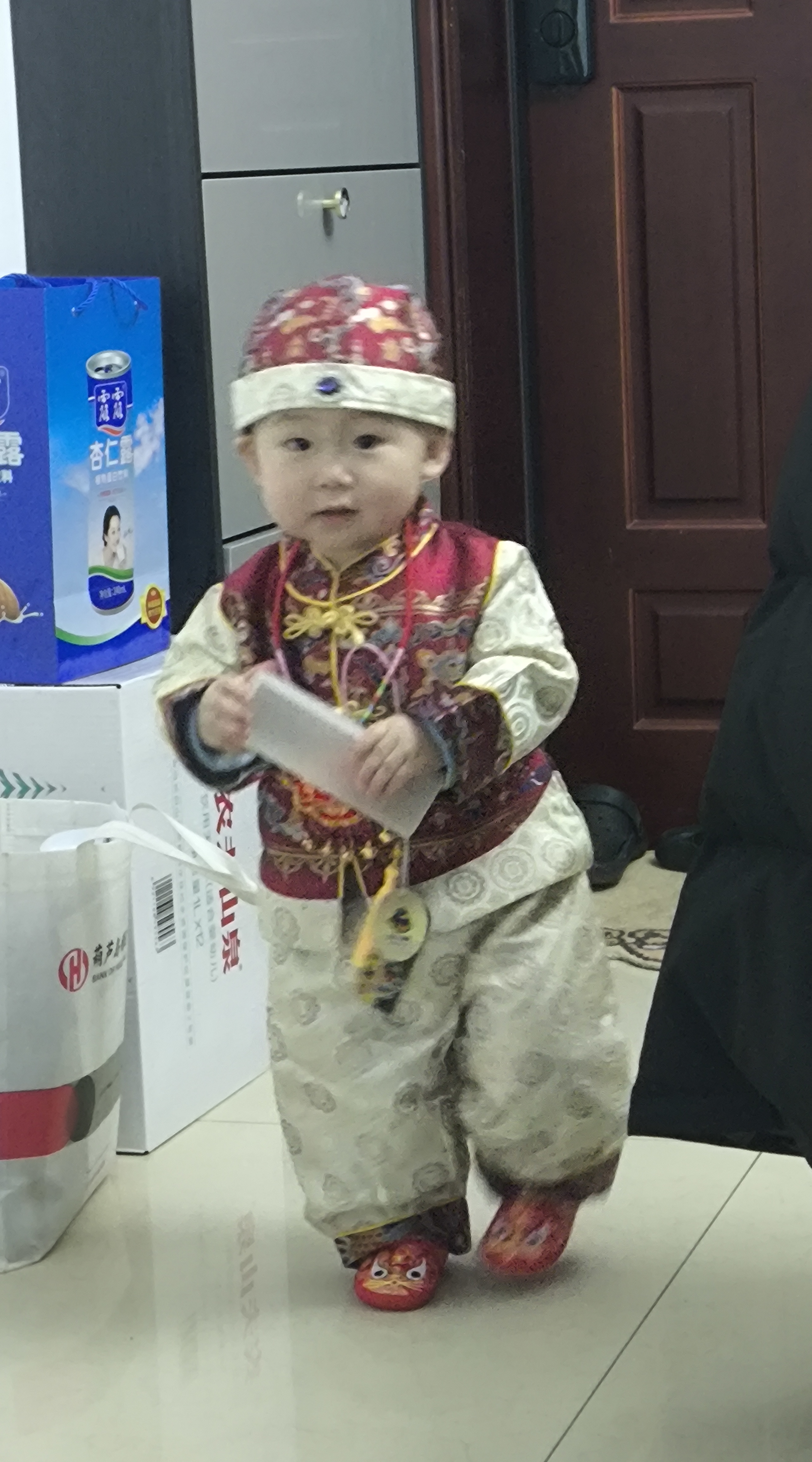 G.duck1周岁礼服男宝宝春秋季夏新年唐装红色百天宴婴儿抓周衣服拜年服 醒狮春秋不是图片的鞋子 6件套 80 【8-10个月体重19-22斤】 实拍图