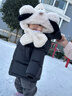 保姆鹅  【风墙】儿童羽绒服宝宝中长款护脸加厚外套保暖童装[NG2664] 炭黑 90 实拍图