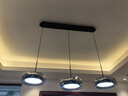 施美特餐厅吊灯现代简约餐桌灯国王湖轻奢极简一字长条吧台中山灯具套餐 3头长盘-砂黑+烟灰罩-三色变光 实拍图