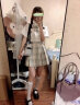 凡小如jk制服套装女夏季百褶裙日系甜美学院风a字高腰半身裙小个子全套 柠檬海盐格裙+刺绣白短衬衫+领结 L 【建议105-115斤】 实拍图