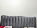 新款绒料加厚夹棉床头靠垫现代简约床头罩纯色绗缝布艺床头套全包 荷兰绒【线条款-深灰】特厚夹棉 适用床头长1.8米【高度65cm内】 实拍图